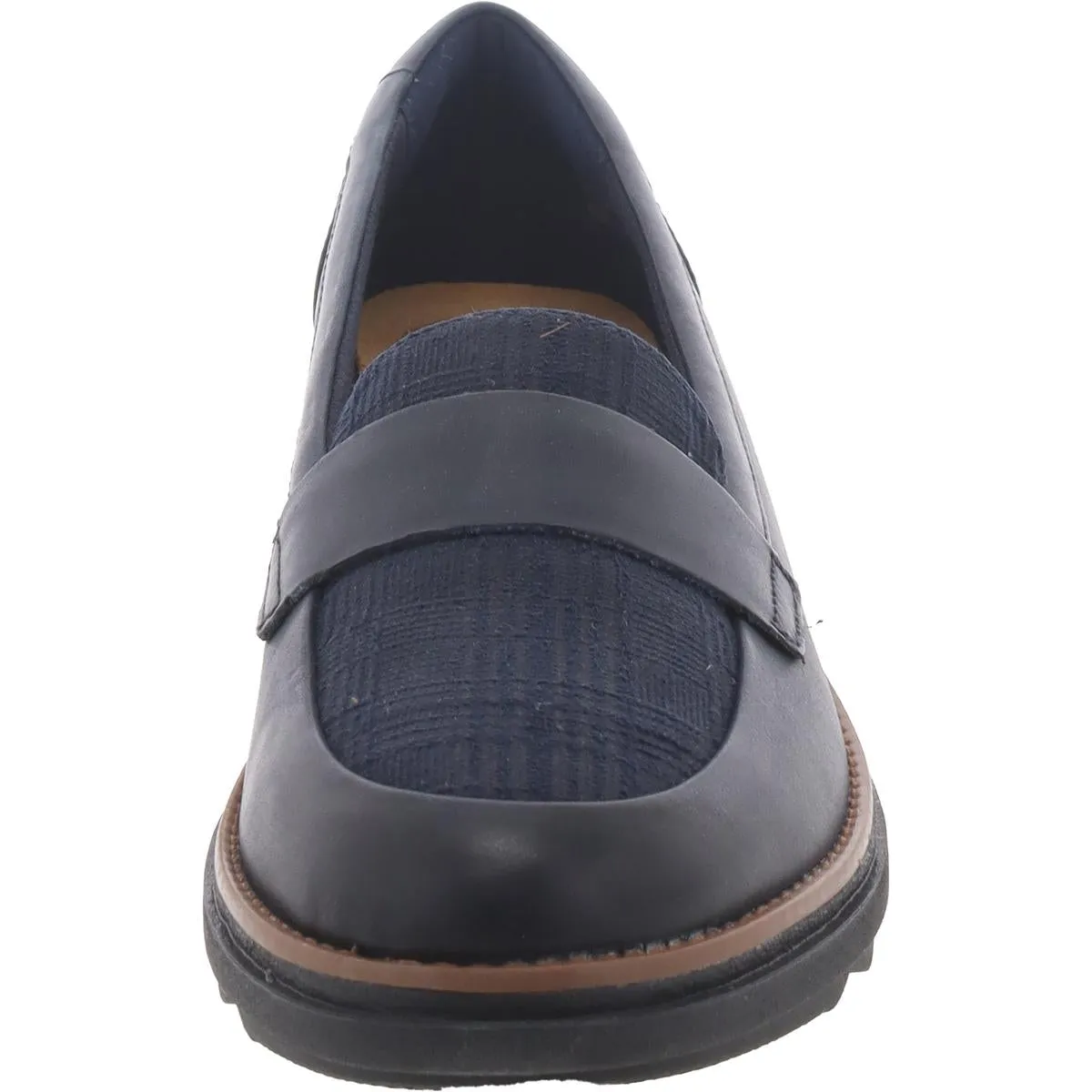 Womens Faux Leather Glen Plaid Loafers